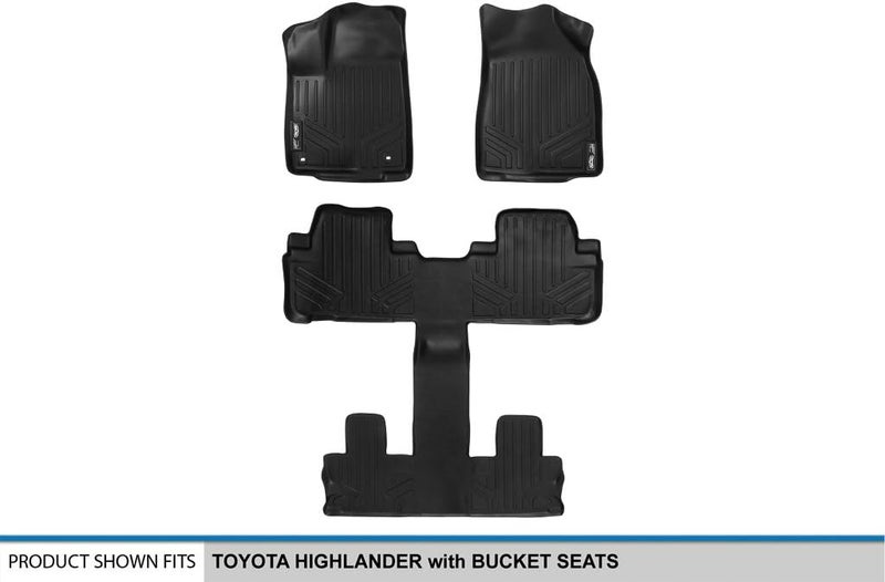 SMARTLINER 3 Row Floor Mats Set for 2014-2019 Toyota Highlander - Black - Image 5