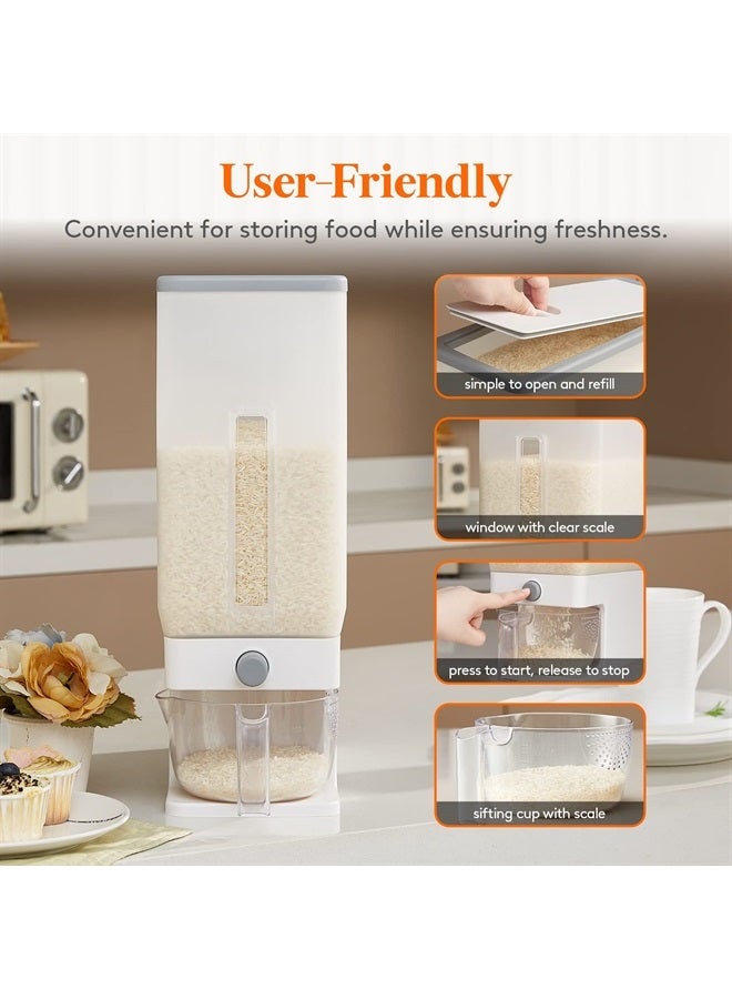 Lifewit Rice Container 25.4 Lbs, Rice Dispenser with Visible Barrel, Rice Storage Container, Airtight Moisture Proof Rice Bucket, Dry Food Grain Flour Soybean for Kitchen Pantry Countertop, BPA-Free - Image 4