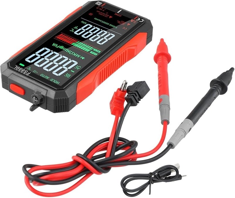 FS899L مقياس متعدد رقمي ذكي بشاشة ملونة 4.8 بوصة و 6000 قراءة، قابل للشحن عبر USB، مع كاشف جهد NCV - Image 1