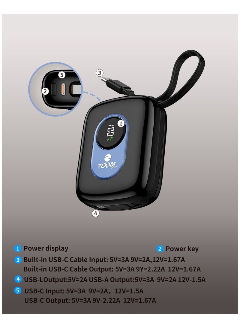 Zoom Plus ZP100 Classy Series – Ultra-Compact 10000mAh Power Bank with Built-in Cables and Digital Display for On-the-Go Charging - Image 1