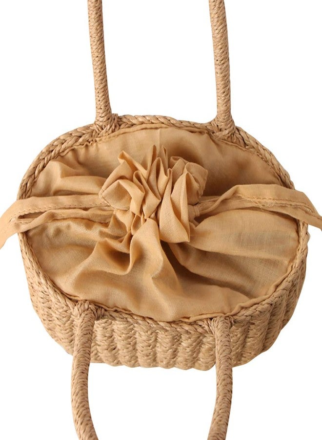Gets Straw Bags for Women Hand-woven Small Hobo Bag Round Handle Ring Tote (Camel) - Image 5