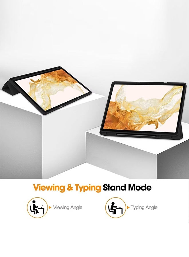 Tersely Flip Case Cover for Samsung Galaxy Tab S10 FE+/S10 FE Plus 2025 Released 13.1 Inch, Smart Cover Stand Hard Shell Auto Sleep/Wake UP with Pencil Holder for Galaxy Tab S10FE+ - Black - Image 4