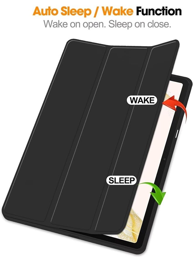 Tersely Flip Case Cover for Samsung Galaxy Tab S10 FE+/S10 FE Plus 2025 Released 13.1 Inch, Smart Cover Stand Hard Shell Auto Sleep/Wake UP with Pencil Holder for Galaxy Tab S10FE+ - Black - Image 3