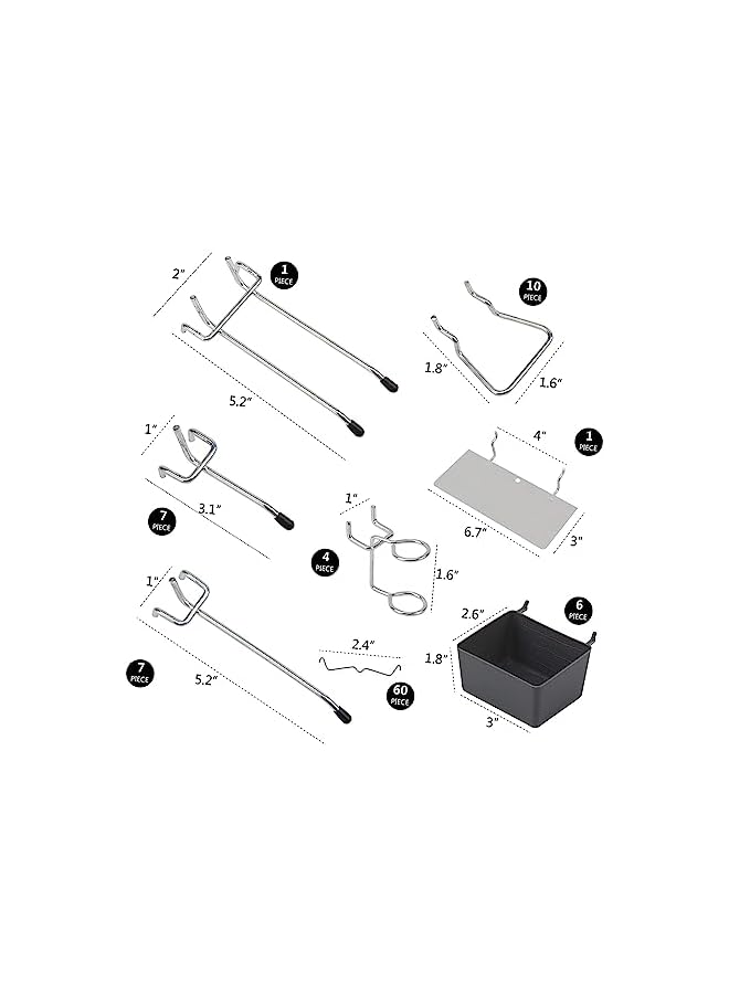 PROMASS promass 140Pcs Metal Pegboard Hooks Organizer Assortment Kit Peg Locks Hanging Applications  - Image 2