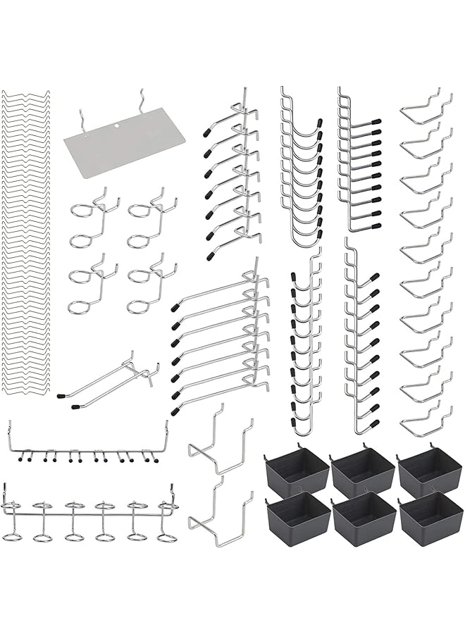 PROMASS promass 140Pcs Metal Pegboard Hooks Organizer Assortment Kit Peg Locks Hanging Applications  - Image 1