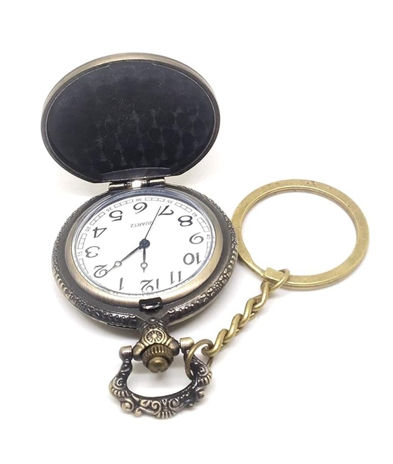 FowWelt Pocket Watch Metal Keychain Retro Vintage for Gifting With Key Ring Anti-Rust - Wolf - Image 5