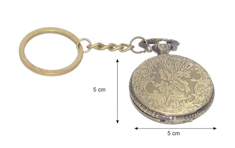 FowWelt Pocket Watch Metal Keychain Retro Vintage for Gifting With Key Ring Anti-Rust - Wolf - Image 4