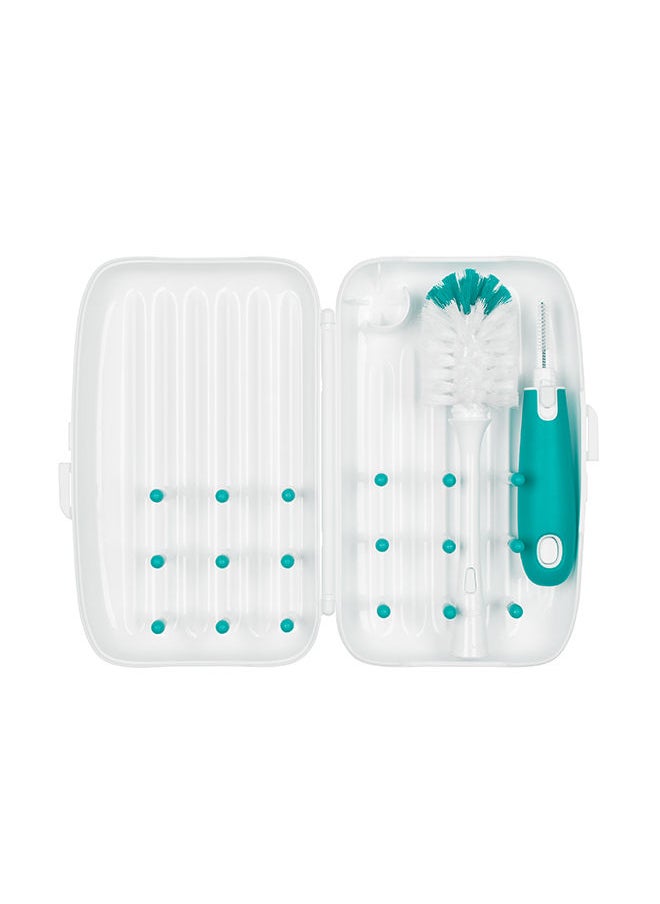 OXO TOT - On-The-Go Drying Rack With Bottle Brush - Teal - Image 1