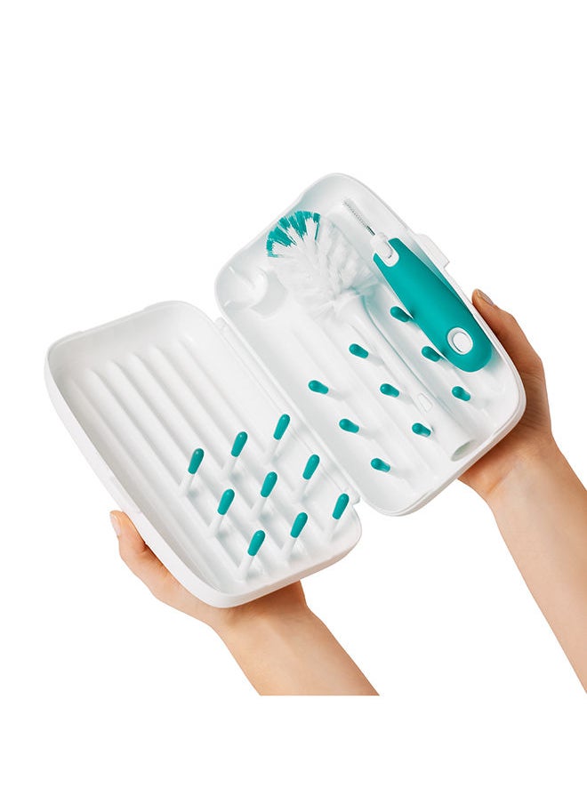 OXO TOT - On-The-Go Drying Rack With Bottle Brush - Teal - Image 1