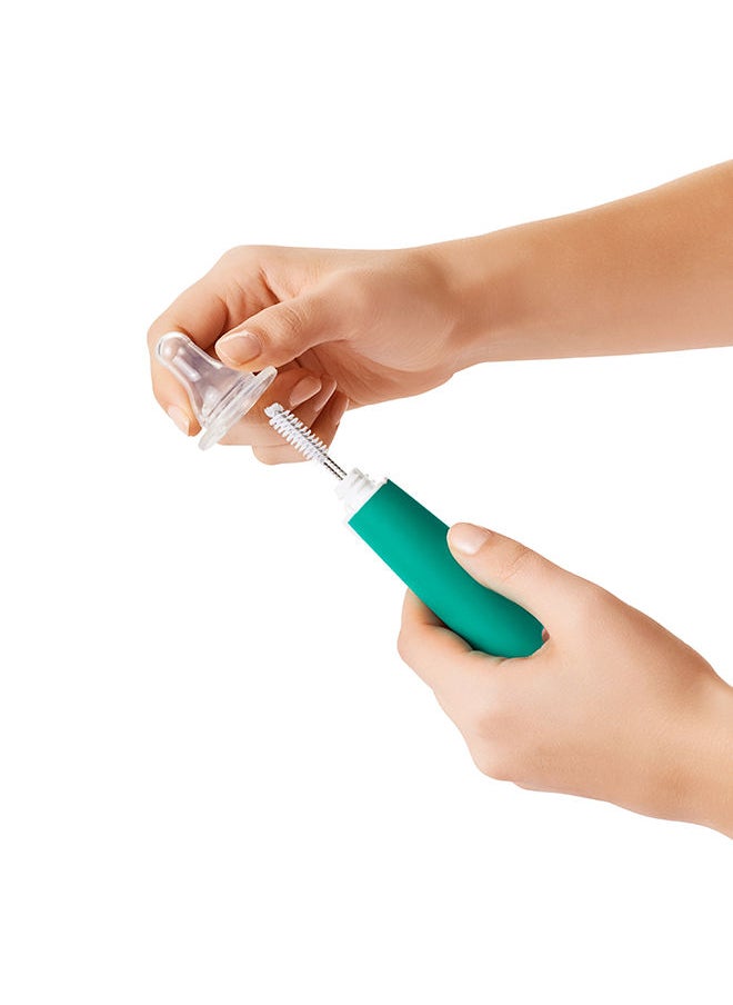 OXO TOT - On-The-Go Drying Rack With Bottle Brush - Teal - Image 1