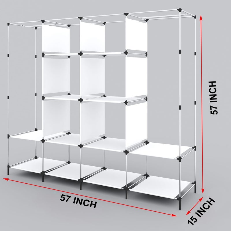 Whitecloud TRANSFORMING HOMES Whitecloud TRANSFORMING HOMES Collapsible Wardrobe for Clothes with 12 Shelves 2 HangerNon Woven Febric 90GSM Metal Rod 145X38X145cm88270 Maroon  - Image 4