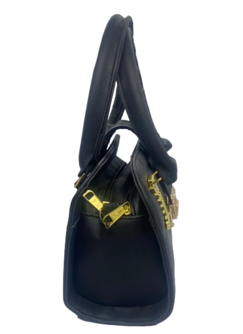 Generic - A luxurious black women's bag with a black leather handle - Image 1