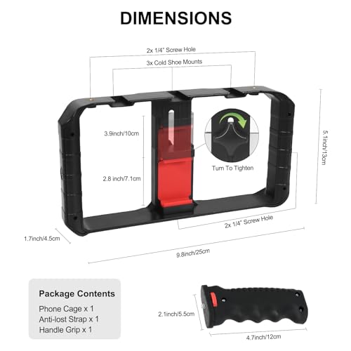 Taisioner Smartphone Video Rig Hand Girp Stabilizer Filmmaking Vlogging Case Phone Video Stabilizer with Cold Shoe for Film Maker Video Grapher Compatible with iPhone 15/14/13/12/ Pro Max and Android - Image 3