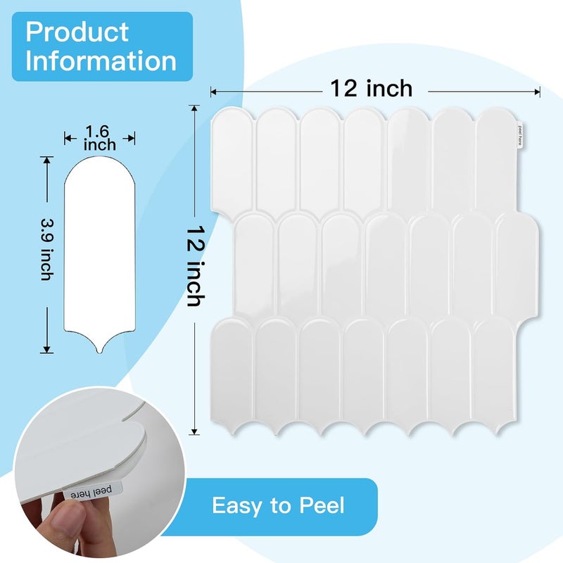 Art3d 12 x 12 Inch Heavy-Duty Peel and Stick Backsplash, Self-adhesive Wall Tiles for Kitchen Bathroom Decor, 10-Pack White - Image 5