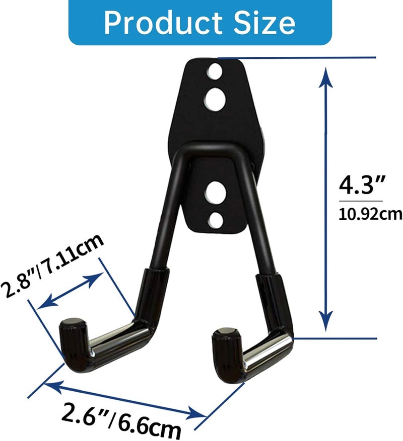 GeeWatom Garage Storage Utility Hooks，Garage Garden Tool Organizer，Steel Wall Mount Hooks, Garden Small U Hooks (4 Pack-Black) - Image 2
