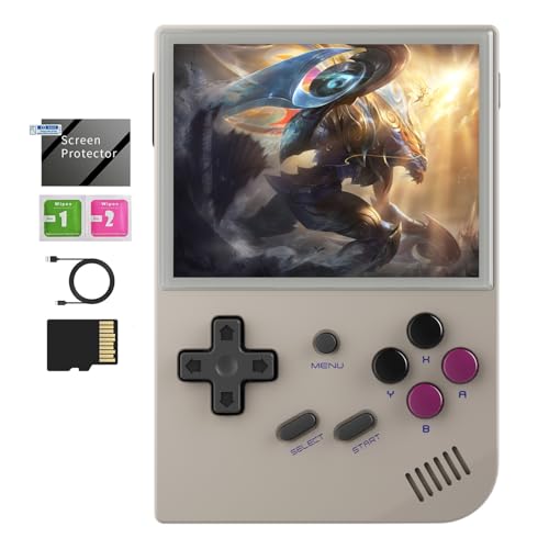 GiipGoop RG35XX 2024 Retro Gaming Consoles with 64GB Card rg35xx Handheld Game Console 35 inch IPS Screen Linux System Classic Emulator Hand Held Gaming Console Support HDMI TV Output Gray - Image 1