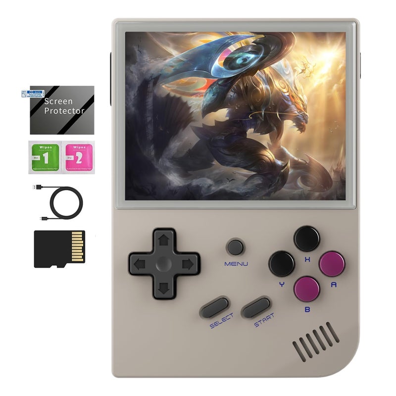 GiipGoop RG35XX 2024 Retro Gaming Consoles with 64GB Card rg35xx Handheld Game Console 35 inch IPS Screen Linux System Classic Emulator Hand Held Gaming Console Support HDMI TV Output Gray - Image 2