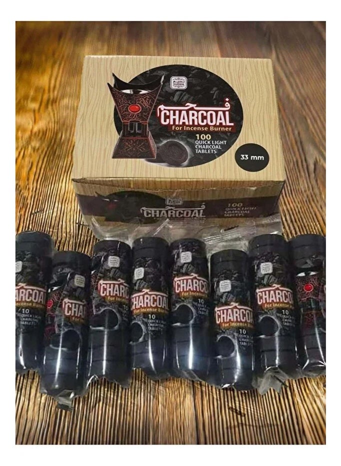 Naseem (100 Pcs) Naseem Charcoal For Incense Burner - Long-Lasting Burn Perfect For Bakhoor -(33mm) - Image 2