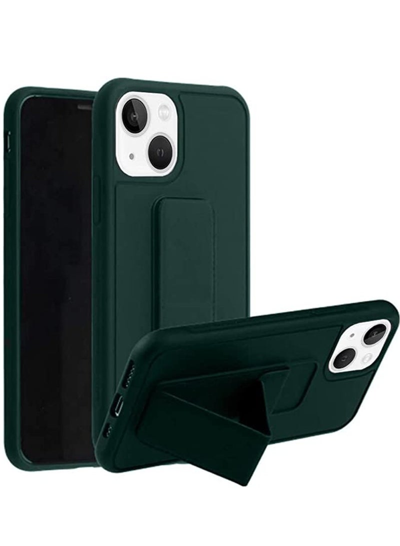 ELTRAZONE IPhone 14 Pro Max Case with Magnetic Foldable Back Stand and Holder, Cover with Finger Strap and Hand Grip, Magnetic Car Mount Kickstand IPhone 14 Pro Max (Dark Green) - Image 1