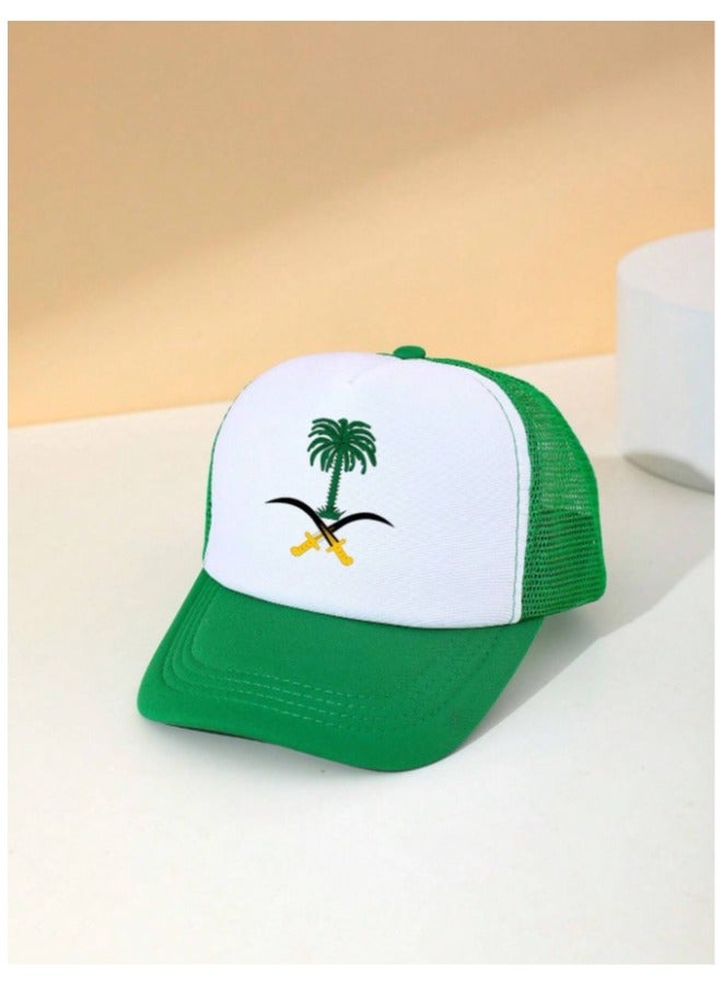 كاب اخضر بتصميم شعار المملكة للاحتفال بيوم التاسيس و اليوم الوطني - Image 2