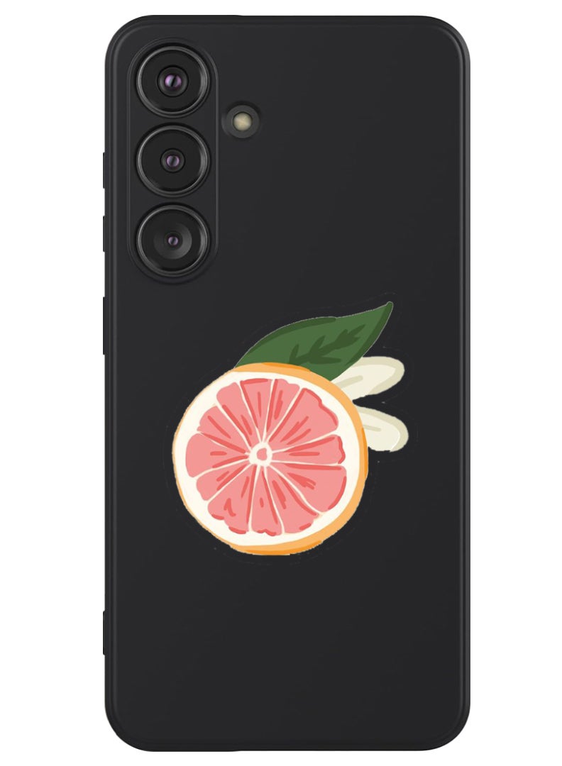 Theodor Protective Slim Fit Case Liquid Silicone Cover with Full Body Protection Anti-Scratch Shockproof Case For Samsung Galaxy S24 (Black) - Grapefruit - Image 1