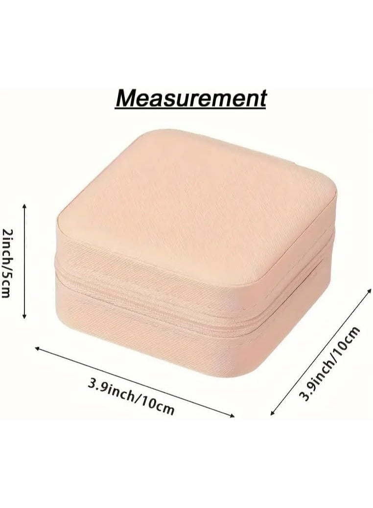 MXM Mini Jewelry Box, Portable Travel Leather Case Organizer for Ring, Pendant, Earring, Necklace, Bracelet Storage (Pink, Small) - Image 2