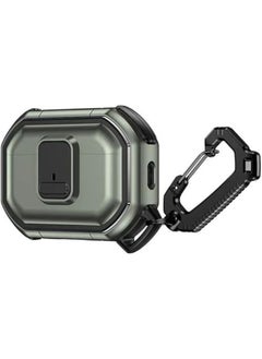 Seamless AirPods Pro 2nd Generation Cover 2022 With Lock Lid And Keychain Hook Double Layer Dustproof Green