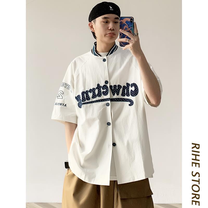 Workwear Shirt Hip Hop T Summer Loose American Baseball Collar Ins Couple Fashion Brand Men'S And Women'S Bf Short Sleeve Top - Image 4
