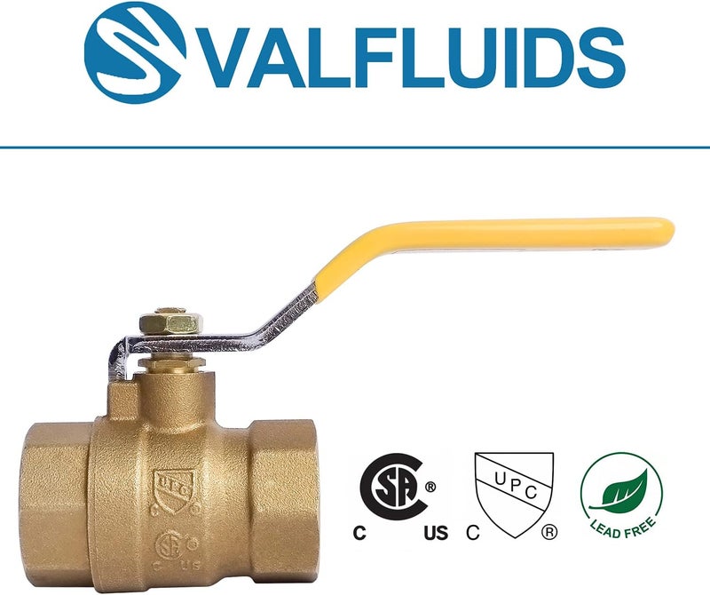 VALFLUIDS Full Port Forged LF Brass Ball Valve With Female Thread NPT Connector，150 PSI WSP / 600 PSI WOG. (2 Inch) - Image 2