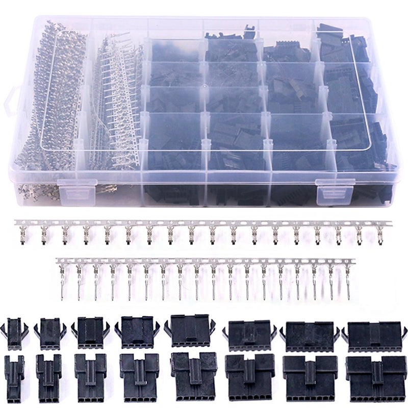 Glarks 1940Pcs 2.5mm Pitch 2/3/4/5/6/7/8/9 Pin Male and Female Plug Housing and Male/Female Pin Header Perfectly Compatible with JST-SM Connector Assortment Kit - Image 1