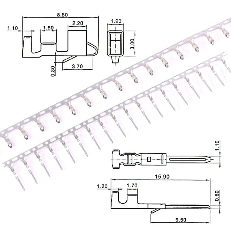Glarks 1940Pcs 2.5mm Pitch 2/3/4/5/6/7/8/9 Pin Male and Female Plug Housing and Male/Female Pin Header Perfectly Compatible with JST-SM Connector Assortment Kit - Image 3