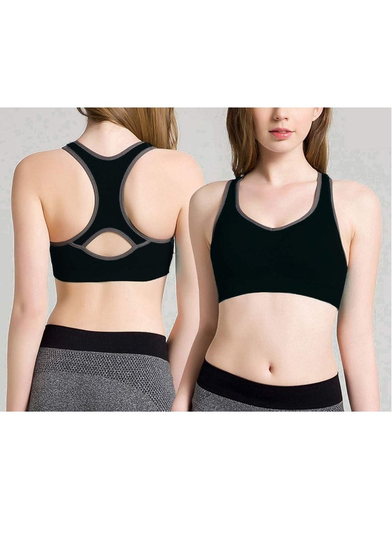Rubik Sports Bra for Women, Rubik Racerback Shockproof Quick Dry Padded Seamless High Impact Sports Bra for Yoga Gym Training Running Workout Fitness (Black, XXL)  - Image 2