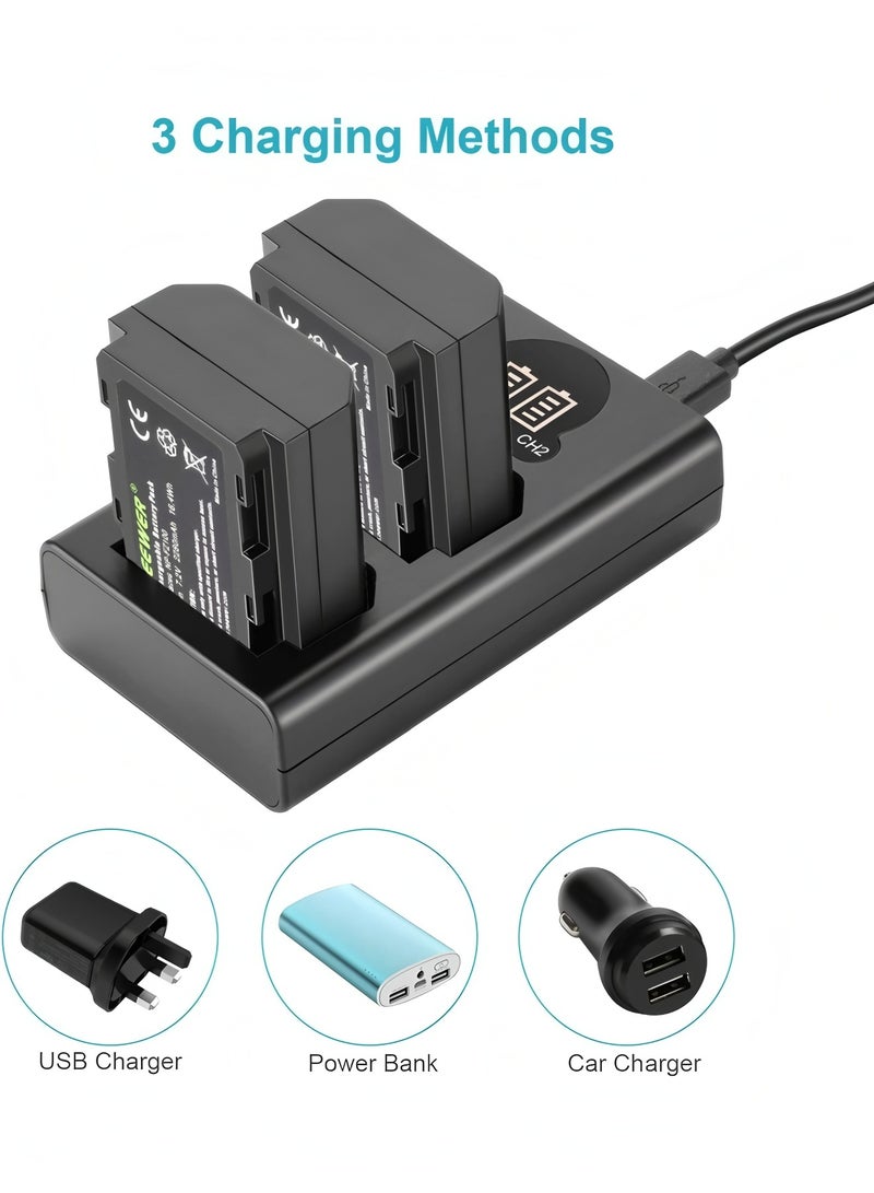 Flyview NP-FZ100 Charger Set - Dual USB Battery Charger with LCD Display Compatible with Sony A9 A7III A7RIII A7RIV Cameras - Image 3