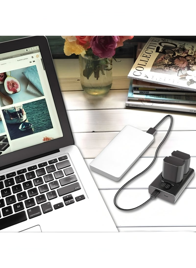 Flyview NP-FZ100 Charger Set - Dual USB Battery Charger with LCD Display Compatible with Sony A9 A7III A7RIII A7RIV Cameras - Image 4