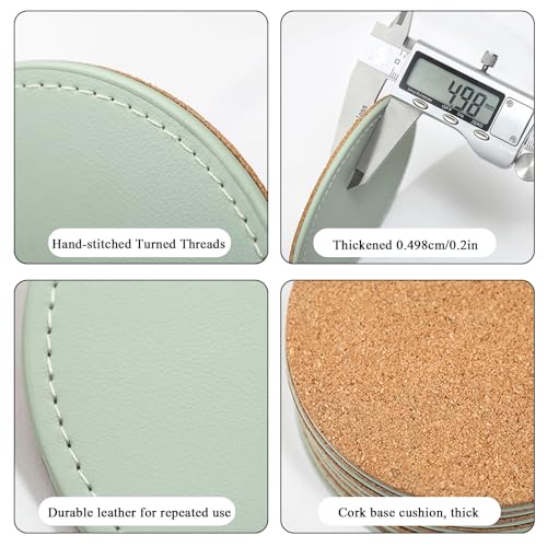 LAKE OF FIRE Coasters Set of 6 with Holder - 3.9-Inch Drink Coasters, Suitable for Various Types of Cups, Tabletop, and Home Décor(Green) - Image 4