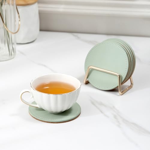 LAKE OF FIRE Coasters Set of 6 with Holder - 3.9-Inch Drink Coasters, Suitable for Various Types of Cups, Tabletop, and Home Décor(Green) - Image 3