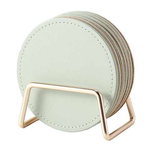 LAKE OF FIRE Coasters Set of 6 with Holder - 3.9-Inch Drink Coasters, Suitable for Various Types of Cups, Tabletop, and Home Décor(Green) - Image 1