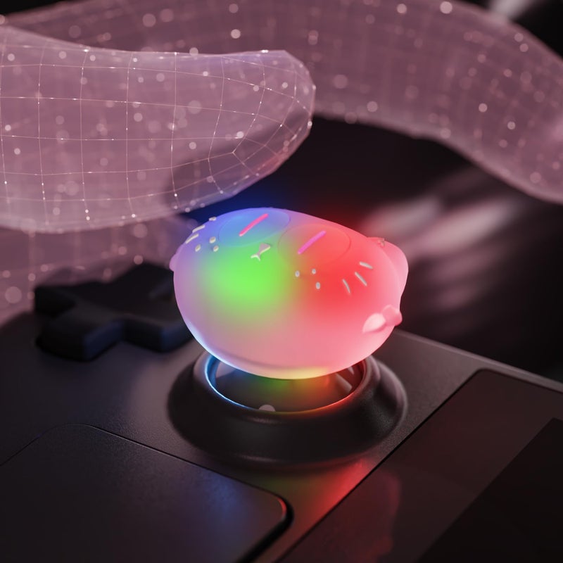 PlayVital Cute Illuminated LED Thumbstick Grips for Steam Deck OLED & LCD, Joystick Caps Thumb Grips for Steam Deck Accessories, Joystick Protection - Moonlight Cat - Image 4