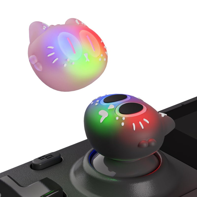 PlayVital Cute Illuminated LED Thumbstick Grips for Steam Deck OLED & LCD, Joystick Caps Thumb Grips for Steam Deck Accessories, Joystick Protection - Moonlight Cat - Image 1