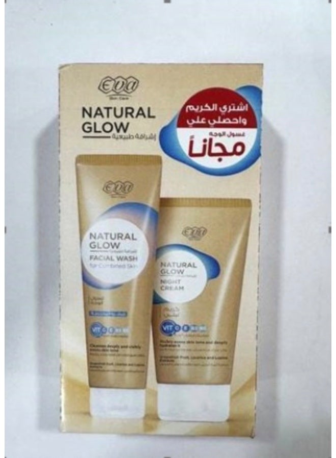 EVA Skin Care Natural Glow – Facial Wash for Dry Skin + Night Cream