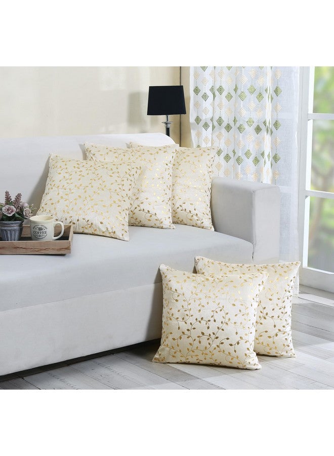 RD TREND أغطية وسائد مخملية RD TREND، 45 × 45 سم/18 × 18 بوصة، مجموعة من 5، 250 TC، بسحاب خلفي (كريم) - Image 1