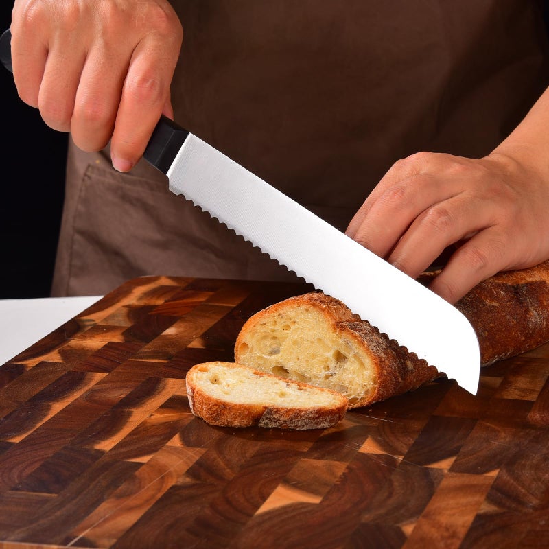 Omesata Bread Knife, Serrated 8 inch Bread Knifes for Homemade Bread Sourdough, Blade Razor Sharp and Wavy Edge from Professional Stainless Steel - Image 5