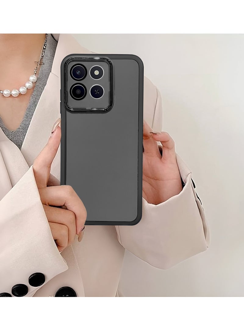 Wtech Honor X6c 4G 2025 Soft Transparent TPU Camera Protection Silicone Ultra Thin Phone Stylish Electroplated Camera Border Back Case Cover - Black - Image 4