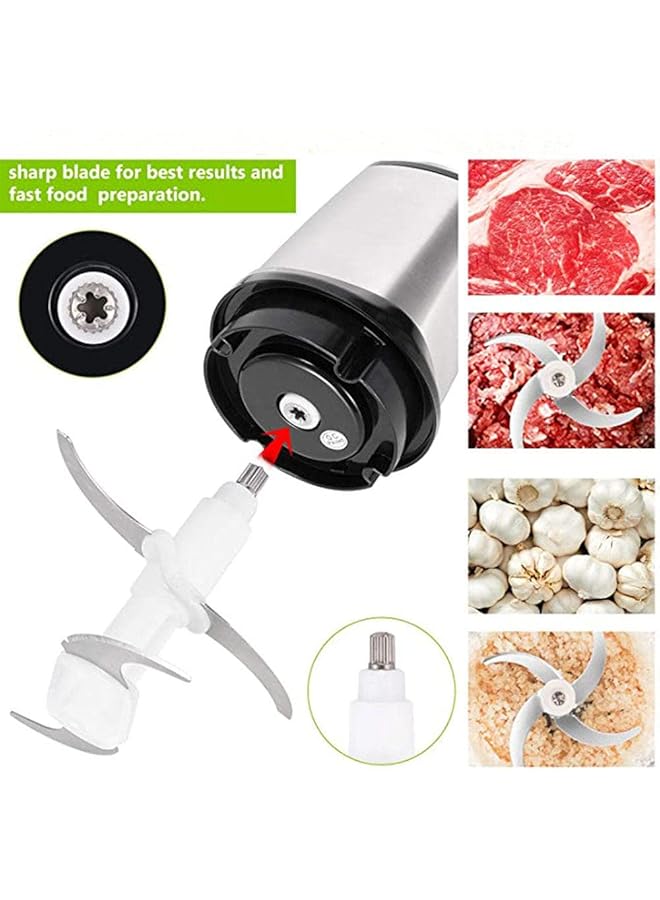 erorex Electric Meat Grinder Meat Mincer 2L 3L Stainless Steel Electric Food Chopper Food Processor Machine For Meat Vegetables Fruits And Nuts Fast And Slow 2 Speed 4 Sharp Blades 3L  - Image 3