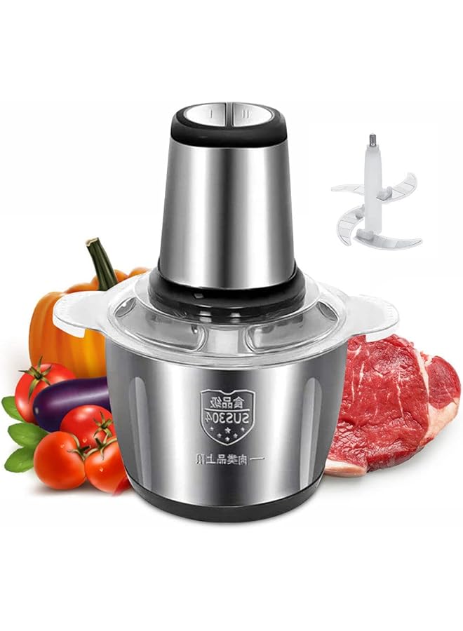 erorex Electric Meat Grinder Meat Mincer 2L 3L Stainless Steel Electric Food Chopper Food Processor Machine For Meat Vegetables Fruits And Nuts Fast And Slow 2 Speed 4 Sharp Blades 3L  - Image 1