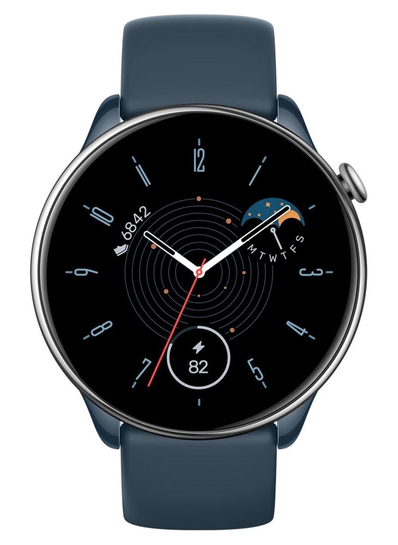 REBENUO GTR Mini Smart Watch 128inch AMOLED Display Sport Watch GPS 5 Satellite Positioning System 120 Sport Modes Smart Recognition Fitness Watch 5ATM Water Resistance Latest version (Blue)  - Image 1