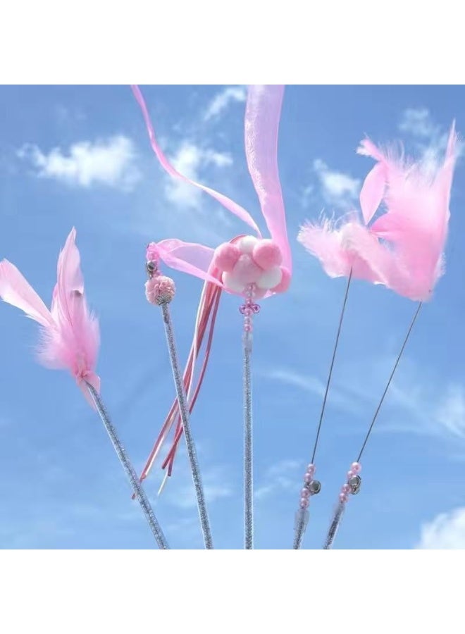 NeoStyle Cat Teaser, Interactive Cat Toys to Promote Bonding, Interactive Cat Toys with Feathers and Bells to Attract Cats' Attention, Interactive Cat Toys for Indoor Cats (pink feathers) - Image 4