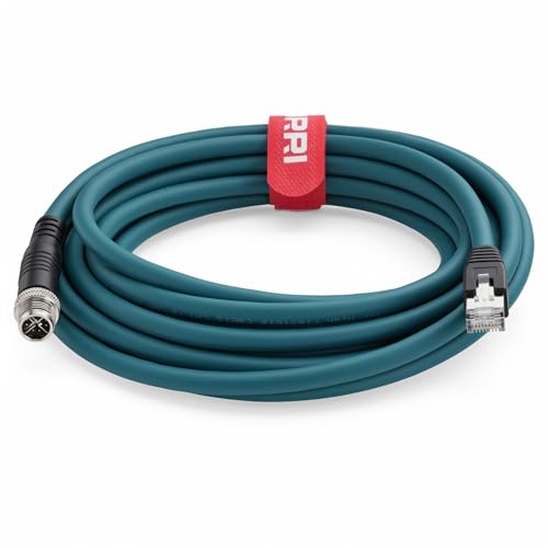 DRRI M12 X-Coded 8 Pin to RJ45 10Gb Gigabit Ethernet Interface Cat 7e Shielded Cable for Keyence SR-750 SR-650 Code Reader Barcode Scanner 3D Cognex Cameras (5M) - Image 1