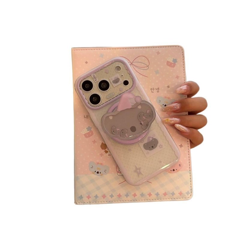 MS TPU MagSafe Case for iPhone 16 / 16 Plus / 16 Pro / 16 Pro Max with Polka Dot and Strong Magnetic plus Kickstand plus Scratch Resistant in Koala - Image 3