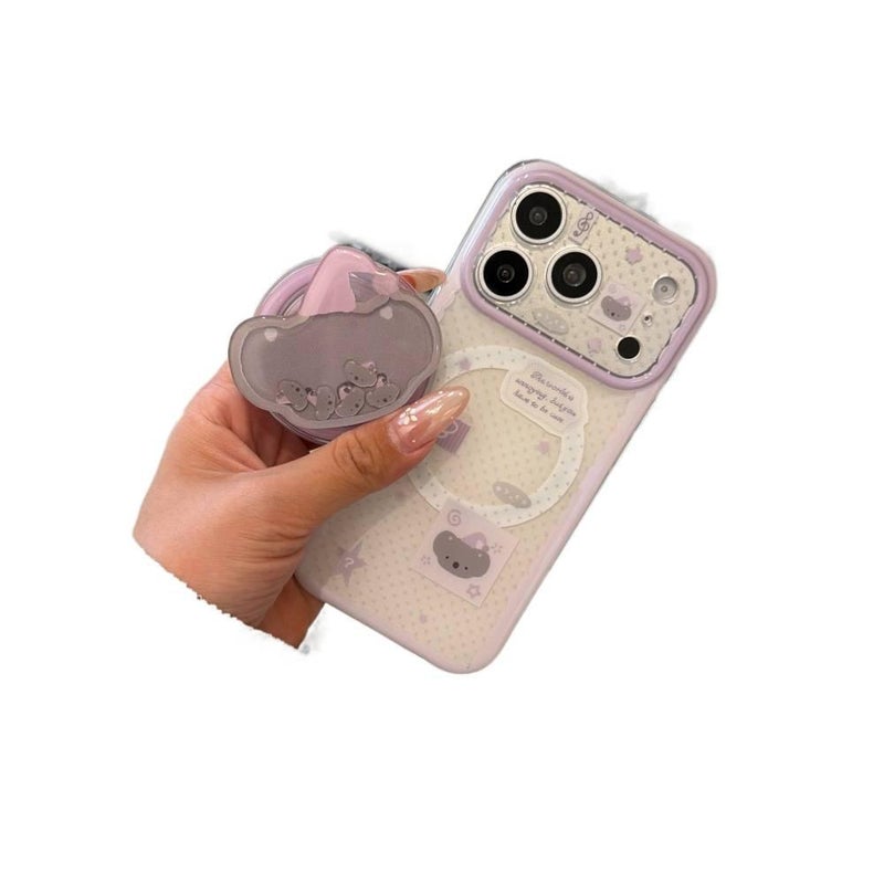 MS TPU MagSafe Case for iPhone 16 / 16 Plus / 16 Pro / 16 Pro Max with Polka Dot and Strong Magnetic plus Kickstand plus Scratch Resistant in Koala - Image 4